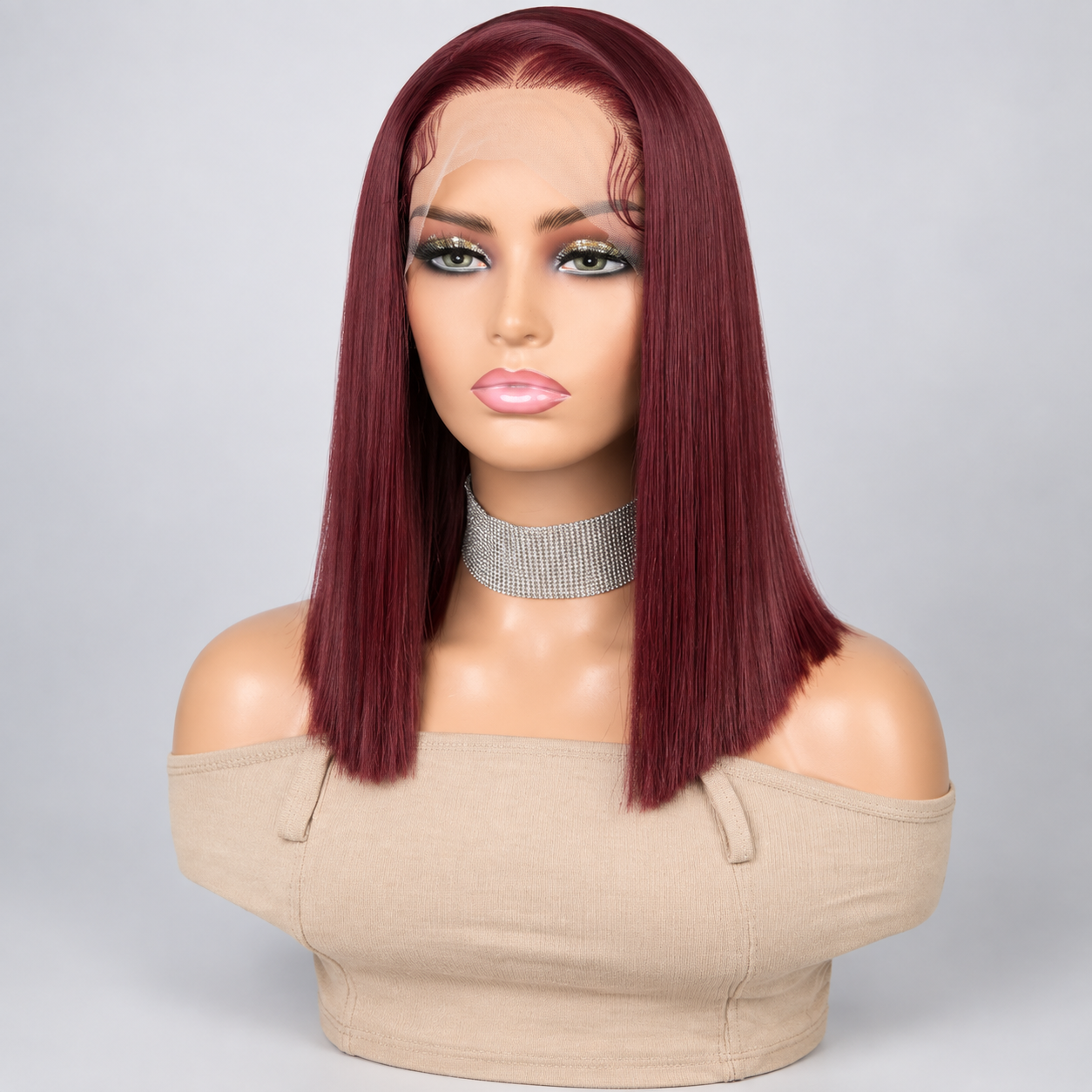 Riri Burgundy Lace Front 16" Wig (human blend)