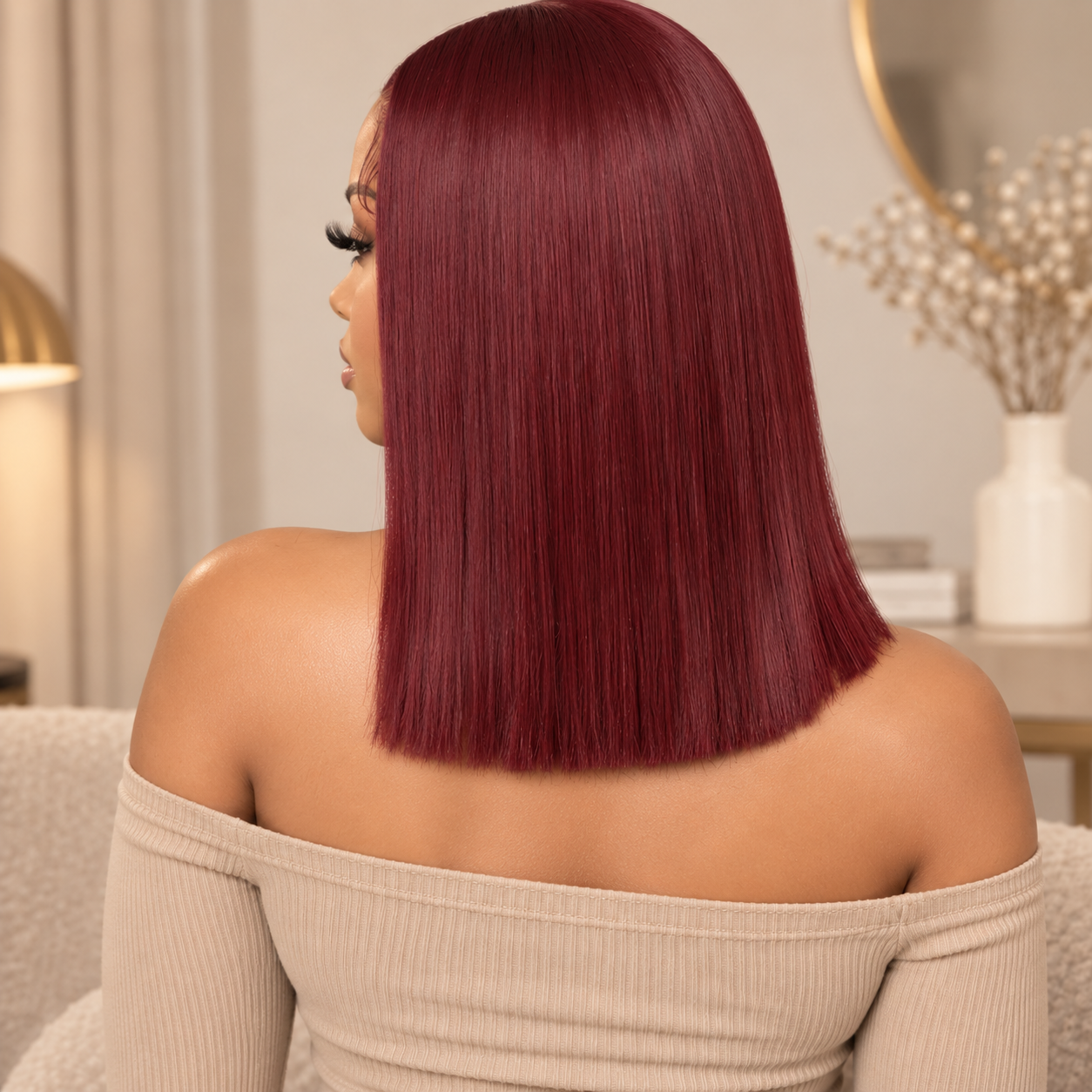 Riri Burgundy Lace Front 16" Wig (human blend)