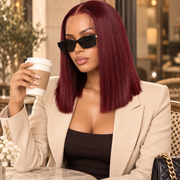 Riri Burgundy Lace Front 16" Wig (human blend)