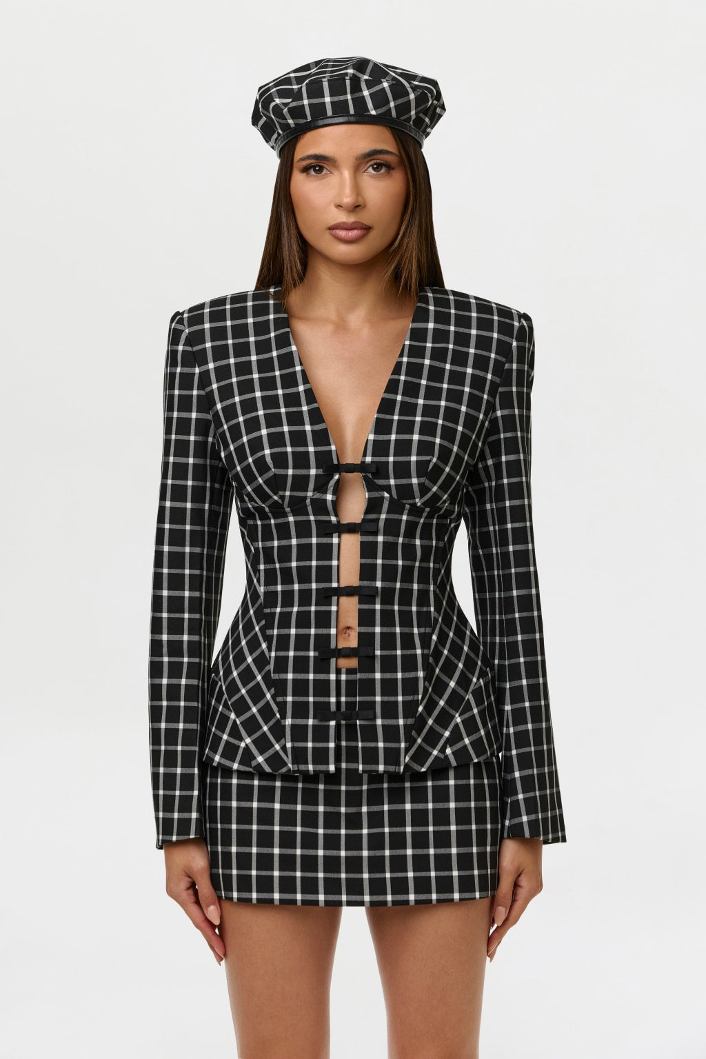 Suiting Checkered Mini Skirt