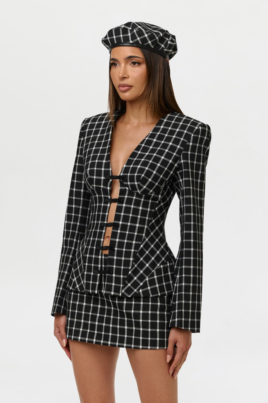 Suiting Checkered Mini Skirt
