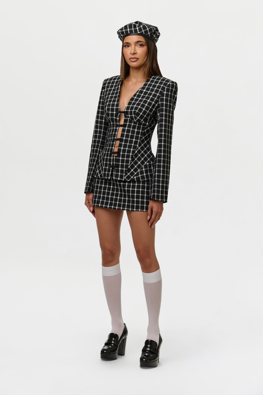 Suiting Checkered Mini Skirt