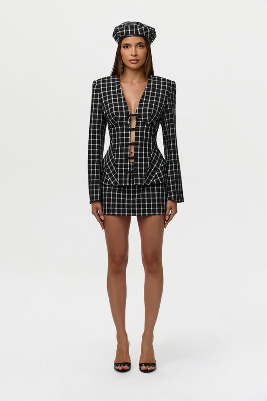 Suiting Checkered Mini Skirt