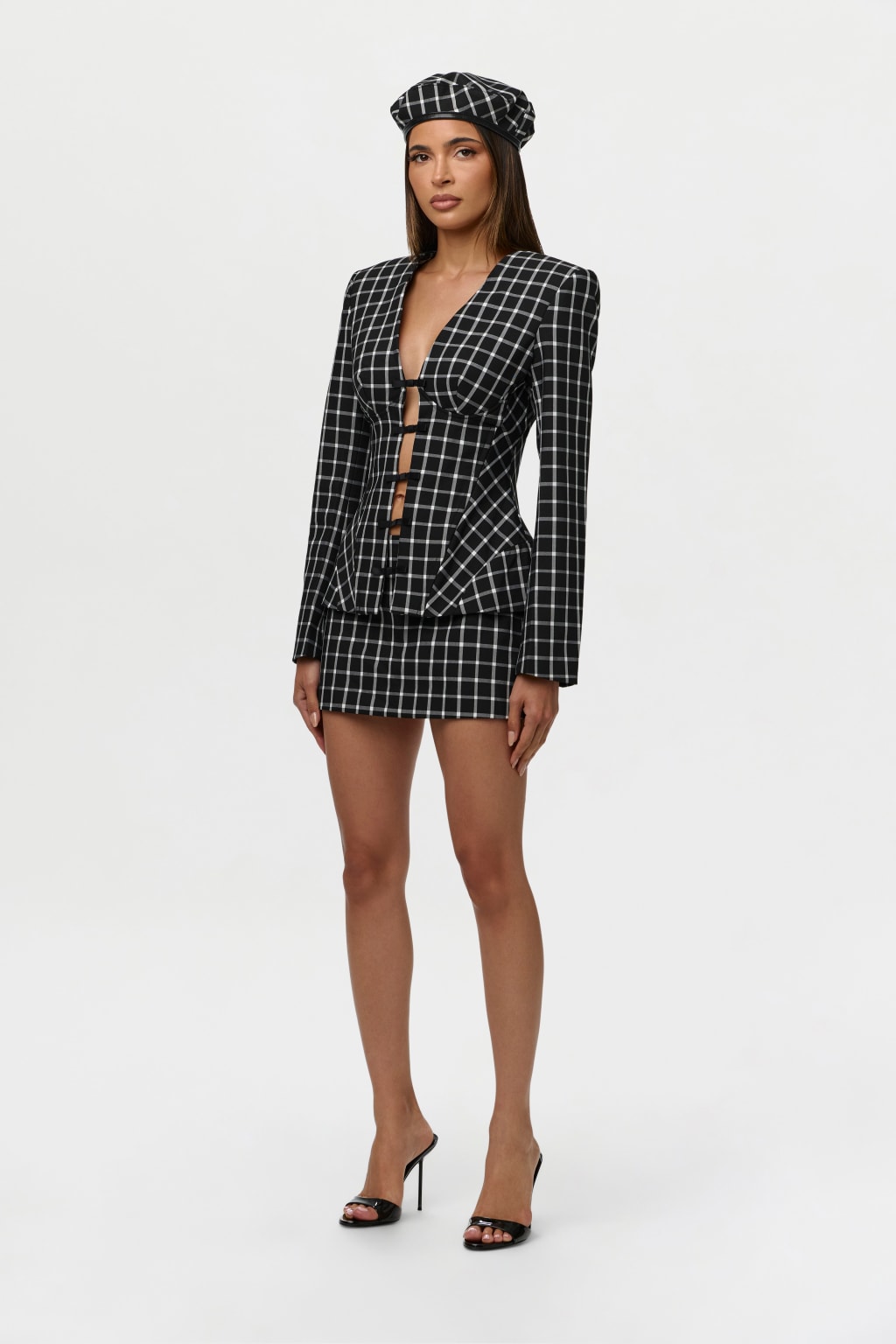 Suiting Checkered Mini Skirt